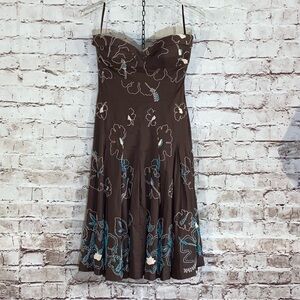 Tibi Strapless Beaded A-Line Dress